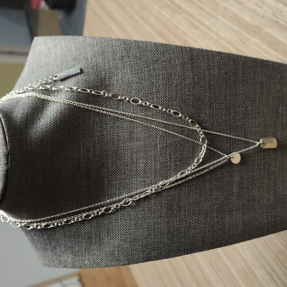 Layered silver necklace